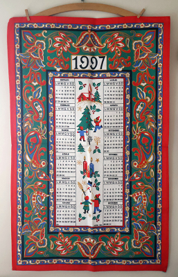 イタリア　キッチンクロス　カレンダー　Christmas　1997年を開く